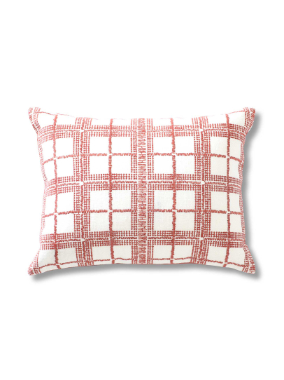 ETONIA GRID IVORY RUST CUSHIONS 30 CM x 41 CM (12 IN x 16 IN)