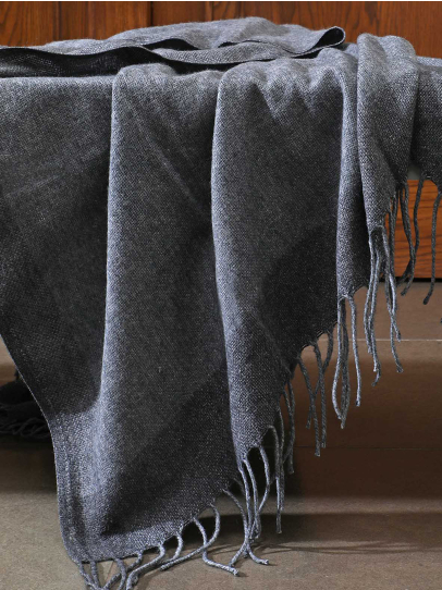 MOHAIR INDIGO THROW 127 CM x 152 CM (50 IN x 60 IN)