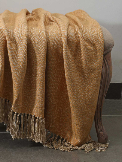 HERRINGBONE AMBER THROW 127 CM x 152 CM (50 IN x 60 IN)