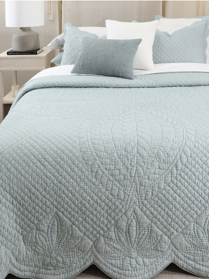 FLORINA BLUE BEDSPREAD QUILTED 239 CM x 259 CM (94 IN x 102 IN)