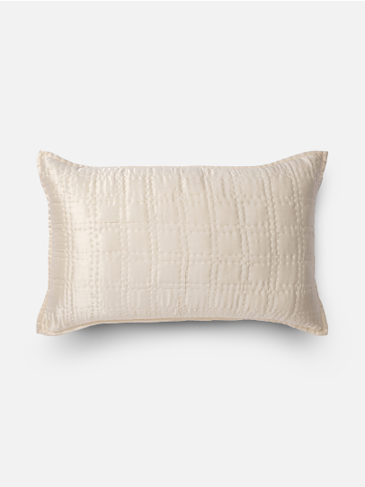 SILK GRID CHANNEL IVORY CUSHION COVER 41 X 66 CM