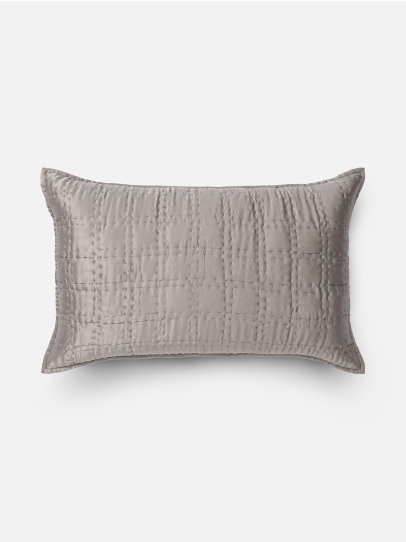 SILK GRID CHANNEL GREY CUSHION COVER 41 X 66 CM