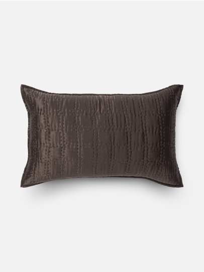 SILK GRID CHANNEL CHARCOAL CUSHION COVER 41 X 66 CM