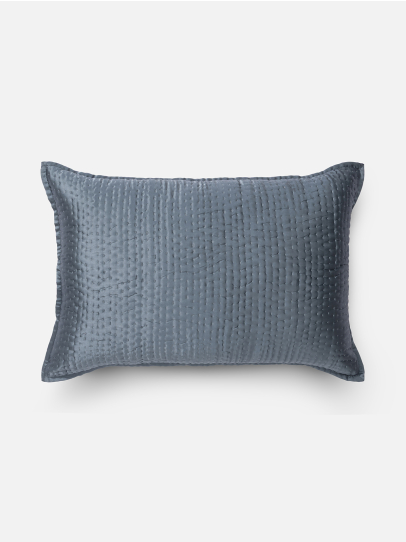 SILK KANTHA BLUE CUSHION COVER 41 X 66 CM