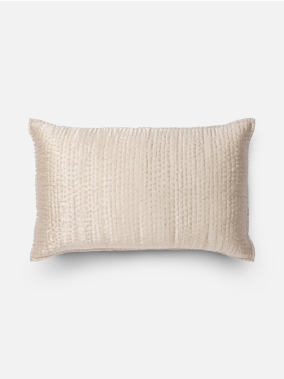 SILK KANTHA SILVER CUSHION COVER 41 X 66 CM