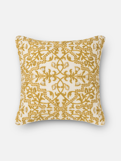 FLORAL TRELLIS YELLOW CUSHION COVER 46 X 46 CM