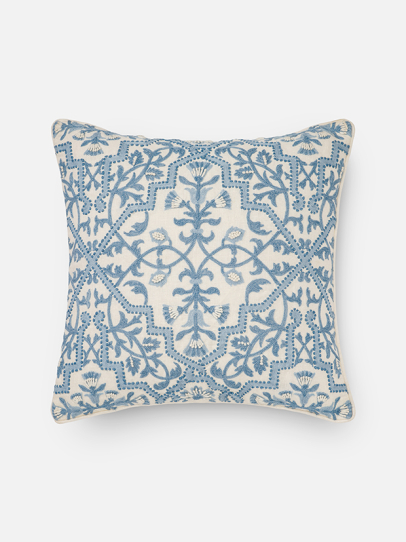 FLORAL TRELLIS ICE BLUE CUSHION COVER 46 X 46 CM