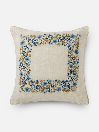 BLOSSOM BORDER BLUE CUSHION COVER 46 X 46 CM