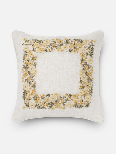 BLOSSOM BORDER YELLOW CUSHION COVER 46 X 46 CM
