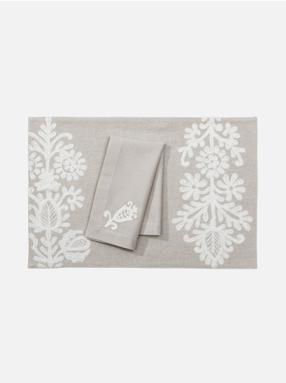 PLACEMAT & NAPKIN BUDAPEST BEIGE 46X46 CM SET OF 16
