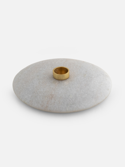 WHITE MARBLE DISC CANDLE HOLDER