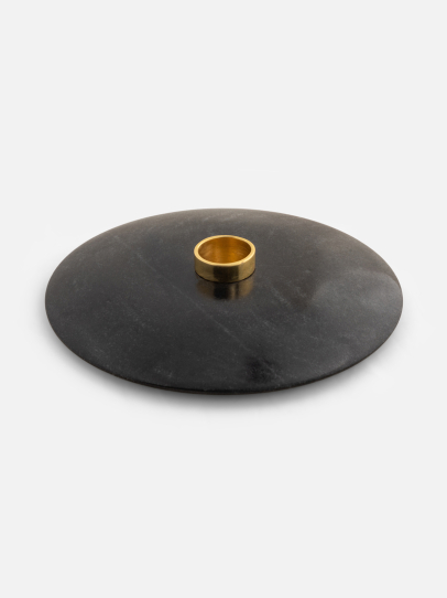 BLACK MARBLE DISC CANDLE HOLDER