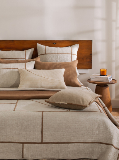 ELMORE NATURAL QUILTED BEDSPREAD 254 X 259 CM