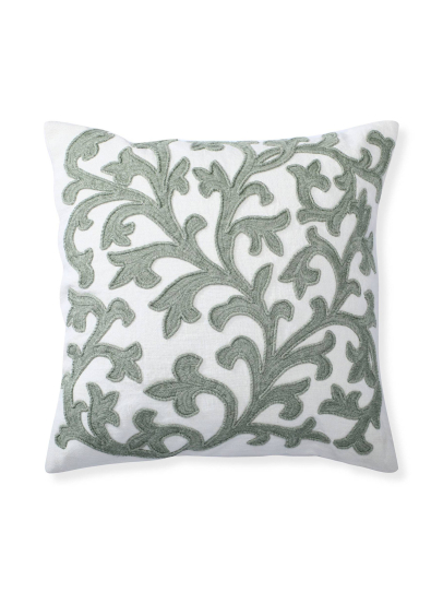 VINE SCROLL IVORY GREEN CUSHION COVER 46 X 46 CM