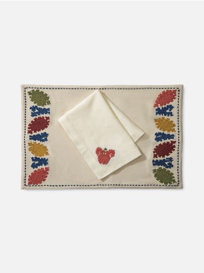 PLACEMAT & NAPKIN CAIRO OFFWHITE 46X46 CM SET OF 16