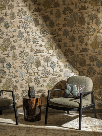 EMBROIDERED WALL COVERING SATPURA TAN