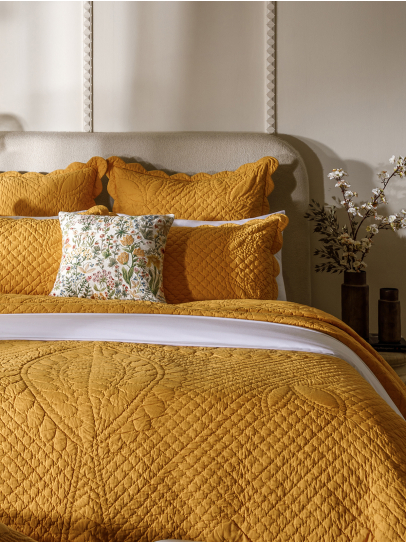 BEDSPREAD QUILTED EDEN  YELLOW/BEIGE 239X259 CM