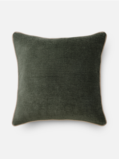 CHENILLE CORD GREEN CUSHION 46 X 46 CM