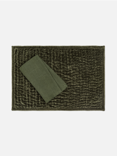 PLACEMAT & NAPKIN LINEAR GREEN 46X46 CM SET OF 16