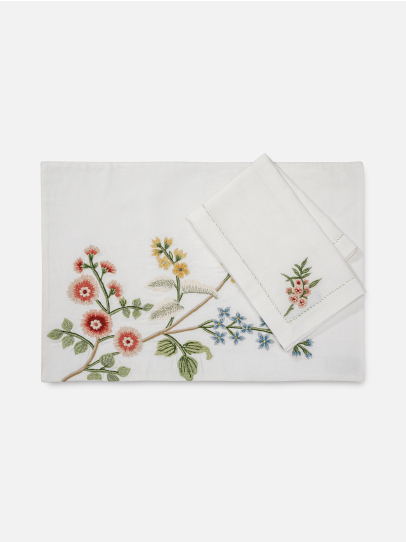 PLACEMAT & NAPKIN MORNING GLORY IVORY 46X46 CM SET OF 16