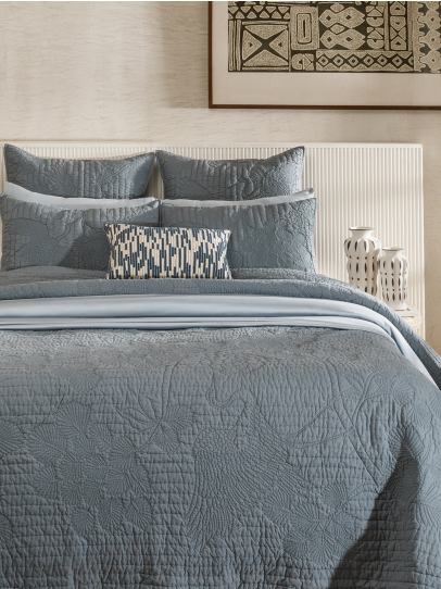 EMMA SMOKE BLUE BEDSPREAD QUILTED 239X259 CM 