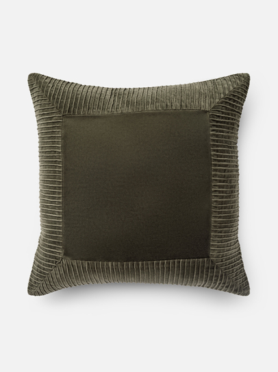 RIBBED BORDER GREEN CUSHION 51X51 CM