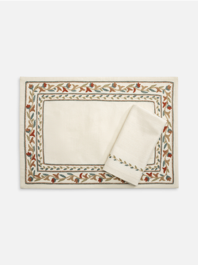 PLACEMAT & NAPKIN ARDON BLOOM IVORY 46X46 CM SET OF 16