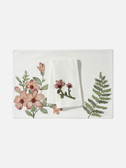 TIMELESS GARDEN IVORY PLACEMAT & NAPKIN SET 46X46 CM 