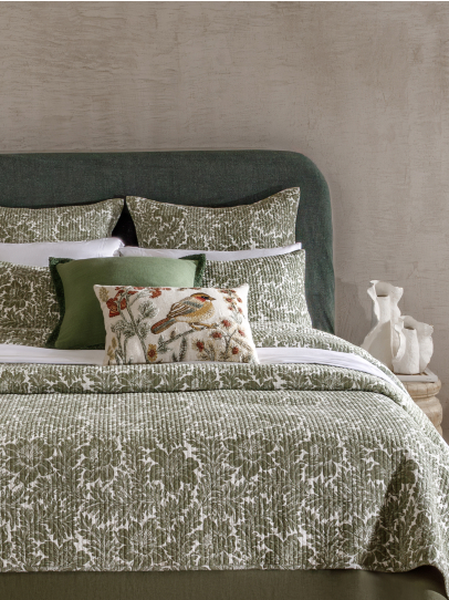 BEDSPREAD QUILTED VICTORIAN BLOOM GREEN 239X259 CM GREEN