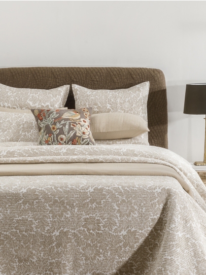 BEDSPREAD QUILTED VICTORIAN BLOOM BEIGE 239X259 CM