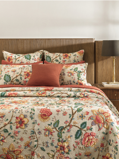 BEDSPREAD QUILTED FLORAL SYMPHONY MULTI 239X259 CM