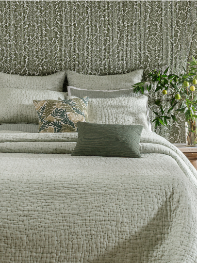 BEDSPREAD QUILTED SHEER LINEN 2 GREEN 239X259 CM GREEN