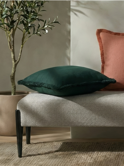 CUSHIONS SOLID TEXTURED DARK GREEN 51X51 CM DARK GREEN