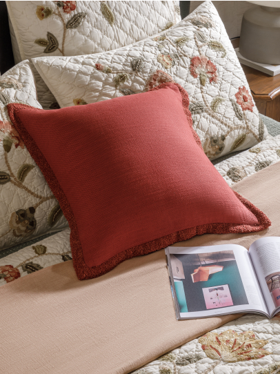 CUSHIONS SOLID TEXTURED RED 51X51 CM RED