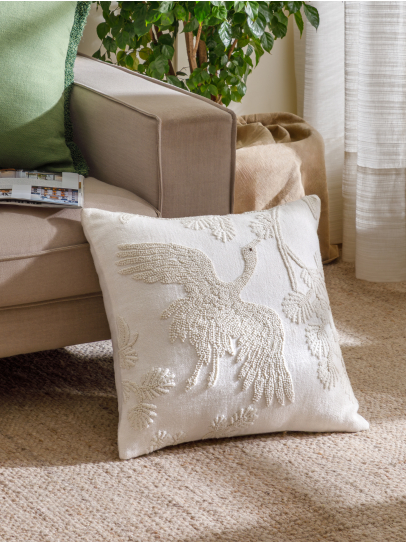 CUSHIONS LILY CRANE IVORY 51X51 CM IVORY