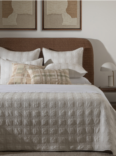 BEDSPREAD QUILTED TRELLIS ECRU 239X259 CM