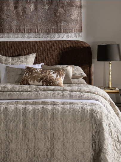 BEDSPREAD QUILTED TRELLIS BEIGE 239X259 CM