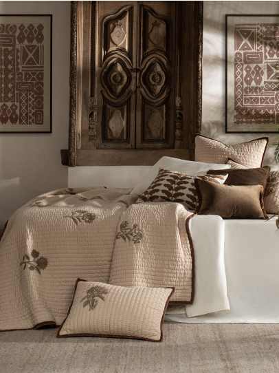 BEDSPREAD QUILTED WILD GRACE BROWN 239X259 CM