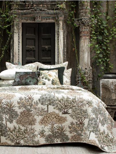 BEDSPREAD QUILTED FOREST QUILT NATURAL 239X259 CM