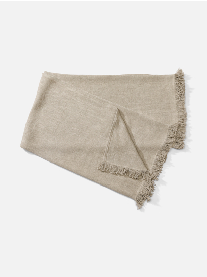 GIFT BOX THROW FRINGE WOVEN LINEN NATURAL 127X152 CM