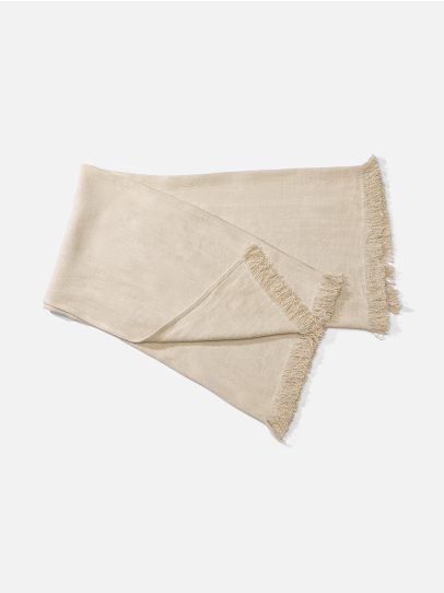 GIFT BOX THROW FRINGE WOVEN LINEN BEIGE 127X152 CM