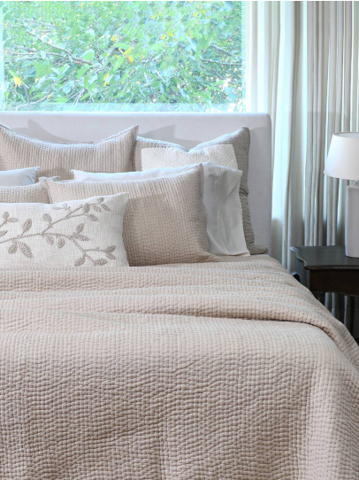 BEDSPREAD QUILTED KANTHA NATURAL 239X259 CM