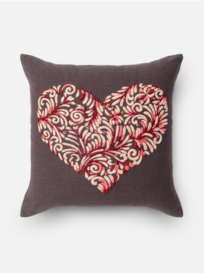 HEART CHARCOAL GREY CUSHION COVER 46 X 46 CM