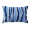 Wave Line Cotton White Blue Cushion Cover