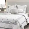 Serenity Cotton White Grey Quilted Bedspread