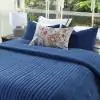 Velvet Channel Cotton Smoke Blue Quilted Bedspread 