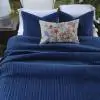 Velvet Channel Cotton Smoke Blue Quilted Bedspread 