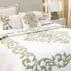 Aridi Applique Cotton Light Ivory Green Quilted Bedspread