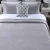 Trellis Trapunto Grey Cotton Quilted Bedspread