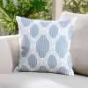 Hexagonia  Cotton Ivory Blue Cushion Cover 